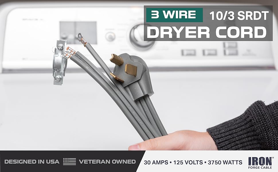 3 Prong Dryer Cord 4 Ft Extension Power Cord, 10/3 SRDT