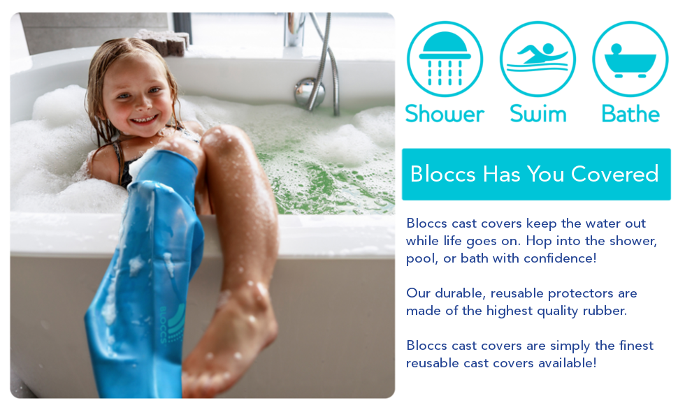 Bloccs Waterproof Cover for Plaster Cast Leg, Swim, Shower & Bathe