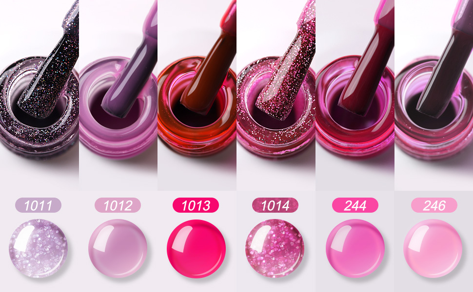 Makartt Pink Jelly Nail Polish Kit, Translucent Nail Polish Collection