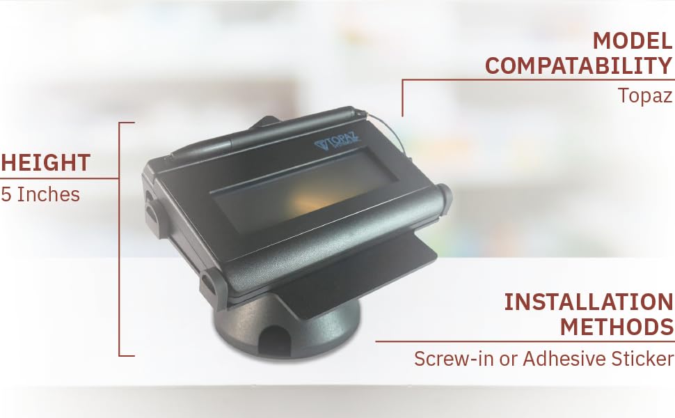 Model Compatability: Topaz; Height: 5 inches; Installation Methods: Screw-in or Adhesive Sticker