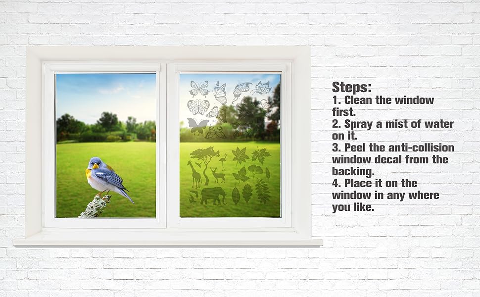 HungMieh 45 PCS Window Decals for Birds Strike, Seethrough