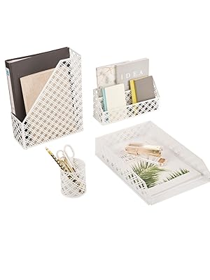Exerz Desk Organiser 4 Pieces/Office Suppliers/Desktop Metal Mesh Filing Accessories