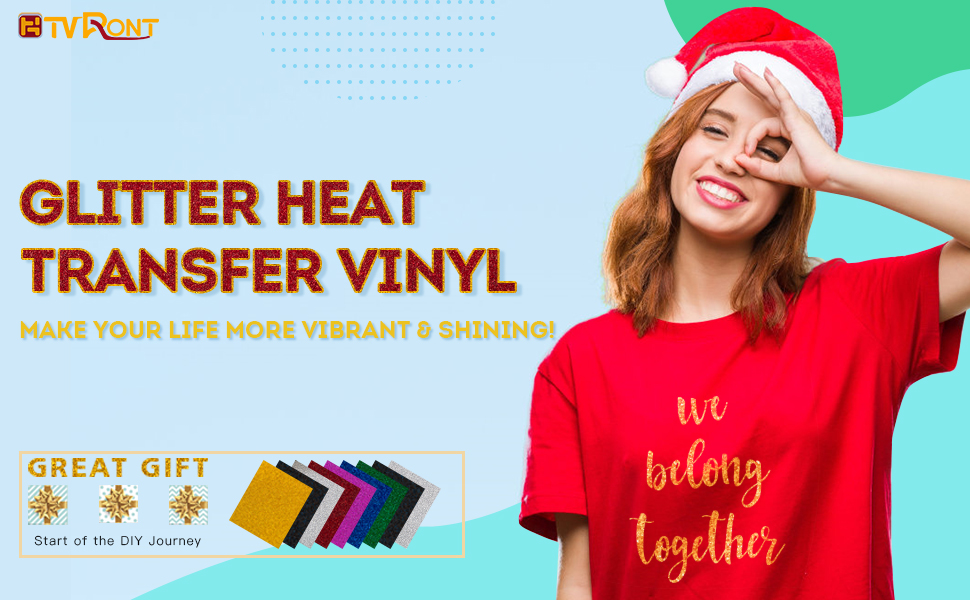 HTVRONT Glitter Heat Transfer Vinyl HTV 8 Sheets 12in x