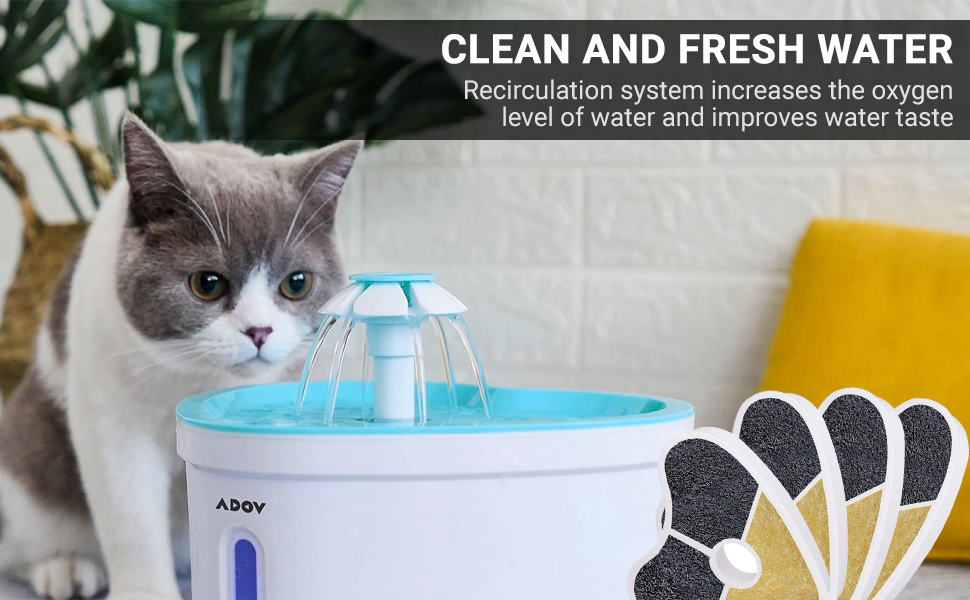 ADOV Cat Water Fountain Filters, 4Pack Triple Action Fountain Filter