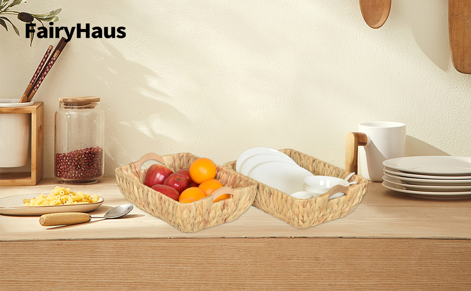 FairyHaus Wicker Rattan Baskets for Organizing 2Pack FairyHaus wicker baskets