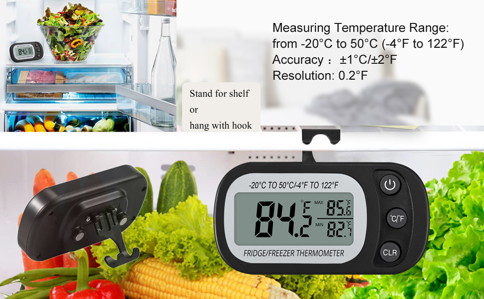 CAMWAY Refrigerator Fridge Thermometer Waterproof Digital Freezer Room