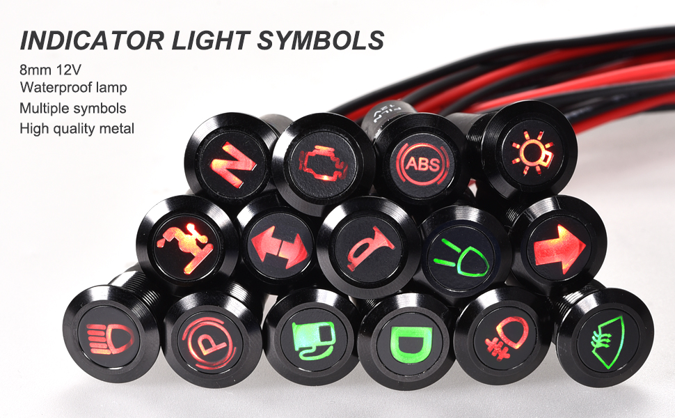 Lighting & Electrical uxcell Pilot Dashboard Light DC 12V 8mm Green LED