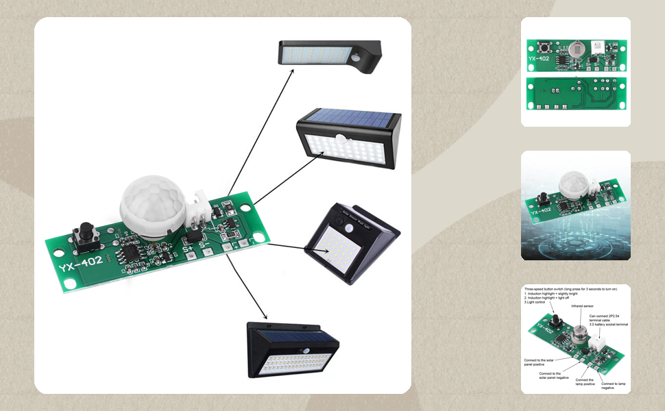 YWBL-WH 3.7V Solar Lamp Circuit Board Infrared Human