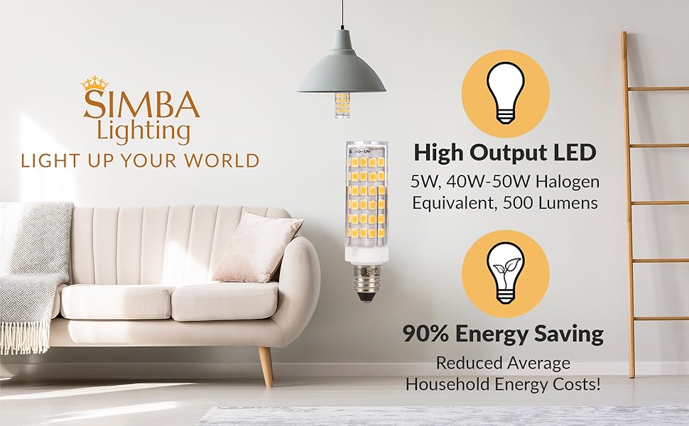 simba lighting t4 e11 mini candelabra mini-candelabra screw base light bulb energy saving 50w led
