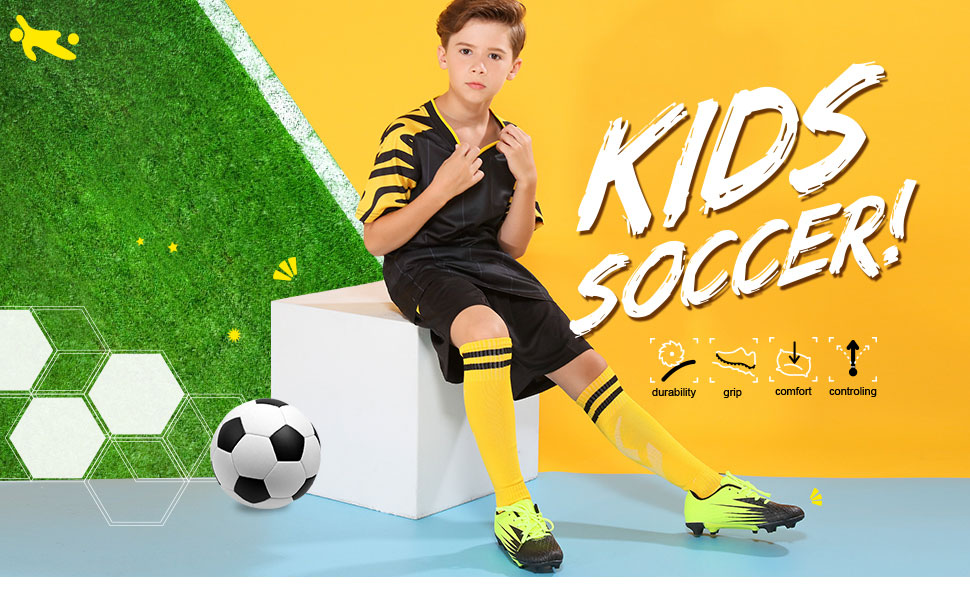 Hawkwell Kids Athletic Outdoor Indoor Comfortable Soccer Shoes(Toddler/Little Kid/Big Kid)