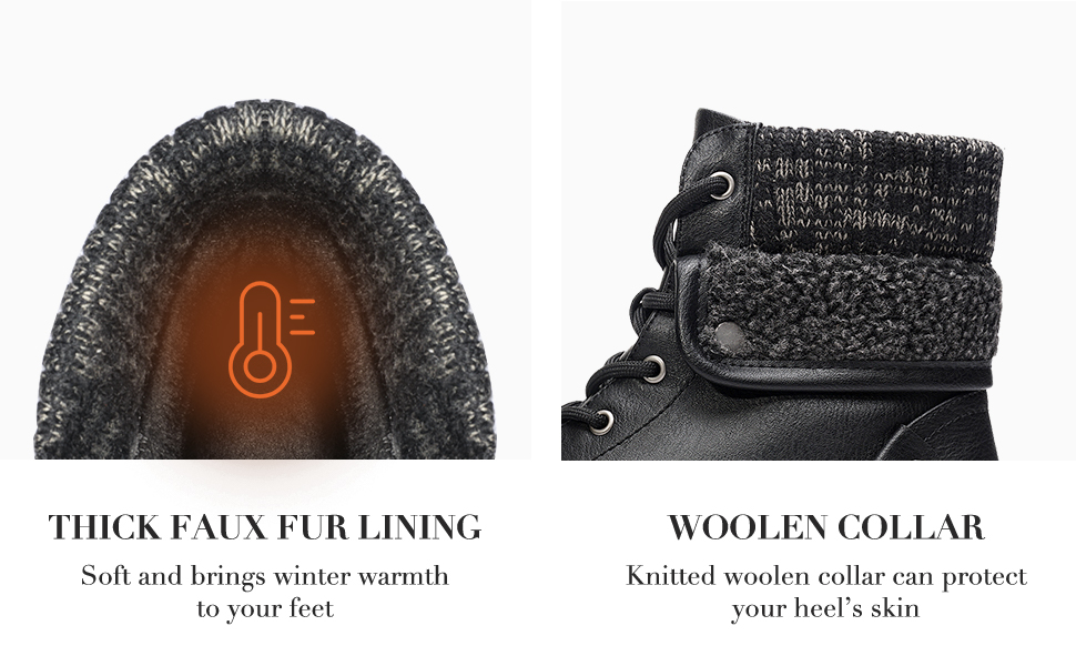 women lace up low heel combat ankle booties fashion casual outdoor winter snoe boots warm fall