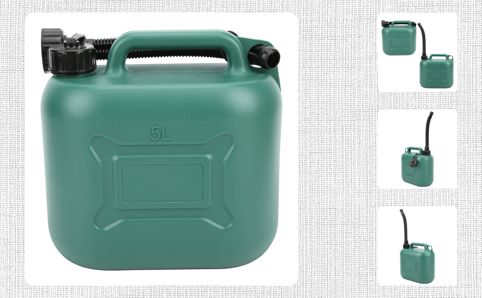 5L Green Jerry Can, ABS Plastic Portable Gas Canister