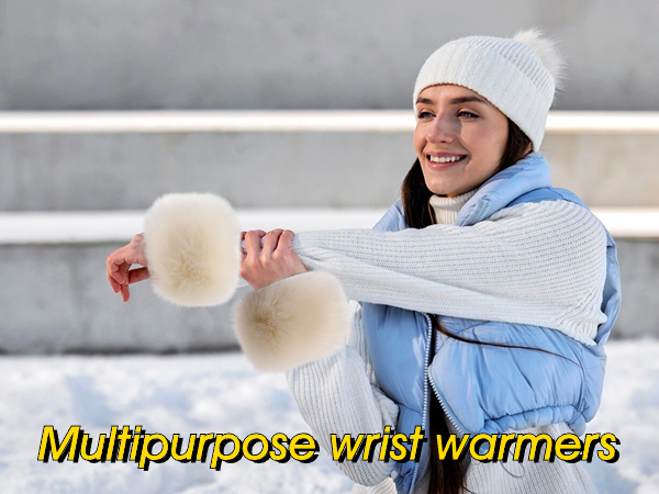 Peecabe Winter Women Fuzzy Arm Warmers Girls Faux Fur Short