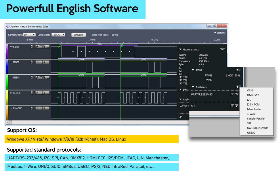 InnoMaker LA2016 USB Logic Analyzer Full 16 Channels 200MHz Sampling