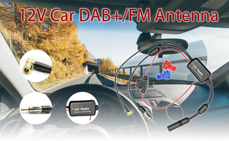 Vecys FM/AM DAB DAB+ Car Antenna Signal Amplifier Booster SMB Female to