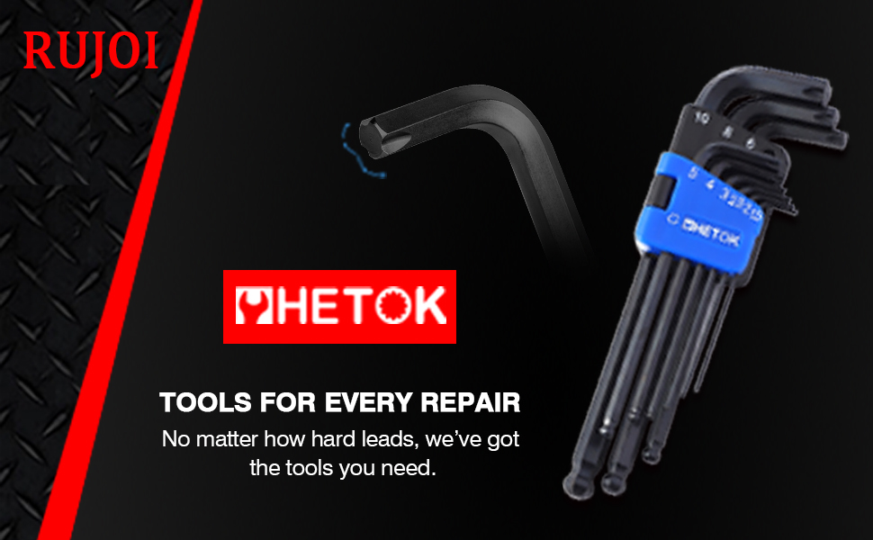 RUJOI METRIC Hex Key Allen Wrenches Set, 9 pcs Long Arm Ball End Hex