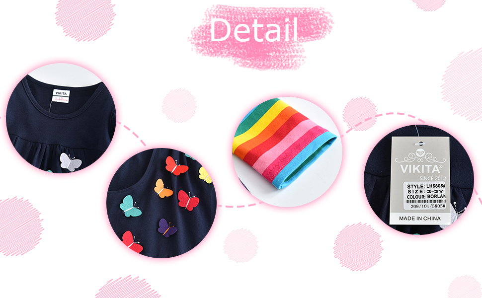 Vestido vikita para niñas vestido 2020 falda de algodón puro manga larga para niños