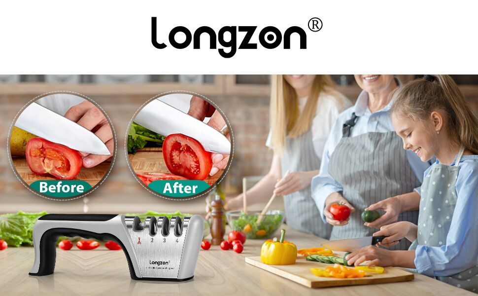 longzon Knife sharpener 4 in 1 Professional Sharpener 4 Modes