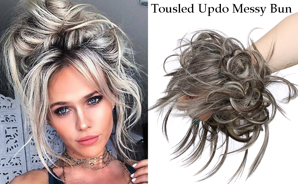 Tousled Updo Messy Bun Hair Extension Instant Ponytail With Elastic