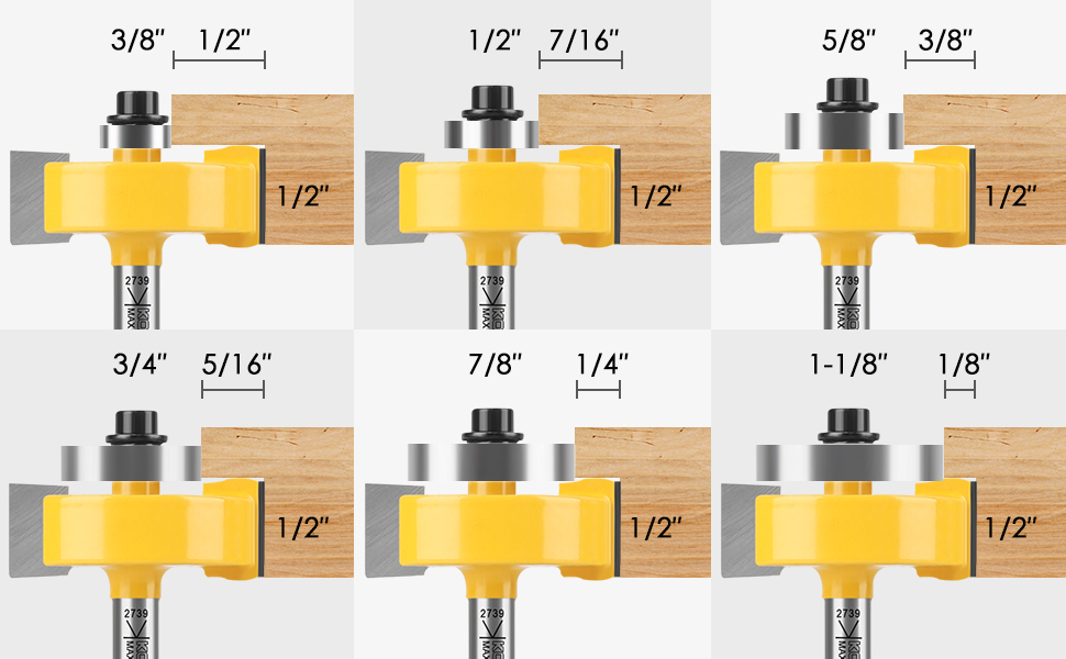 KOWOOD 1/4” Inch Shank 13/8” Height Multi Rabbet Router Bit Set Great bit