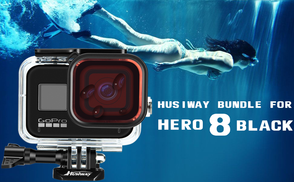 Husiway Action Camera Accessories Kit for Gopro Hero 8 Black Waterproof