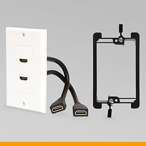 HDMI wall plate easy cable routing double port with mounting bracket