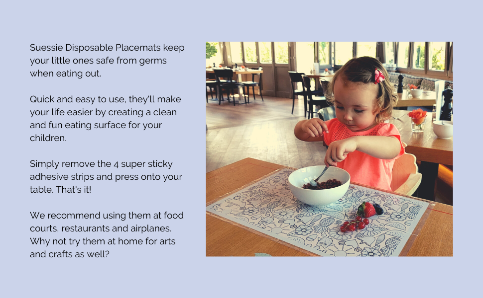 Suessie Disposable Placemats for Baby or Toddler 60 Count 3 Bags of