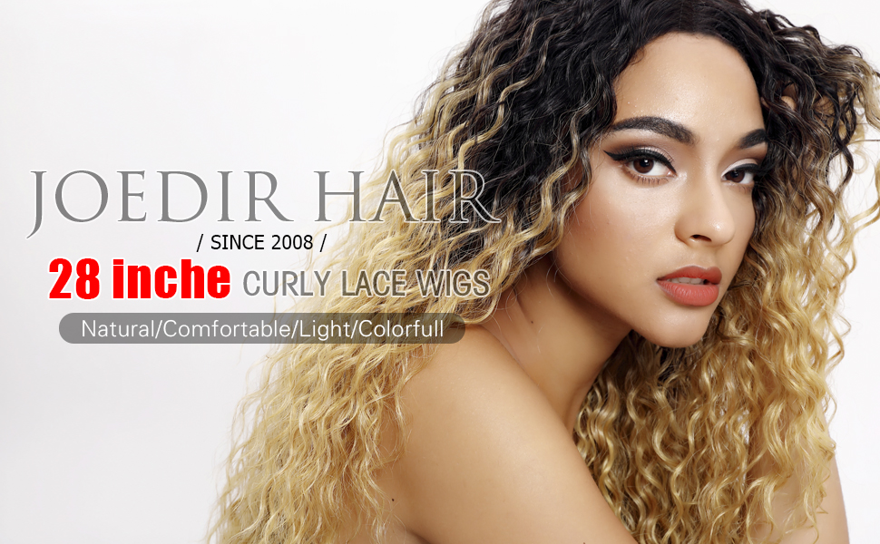 Joedir Lace Front Wigs Ombre Blonde 28'' Long Small Curly Wavy