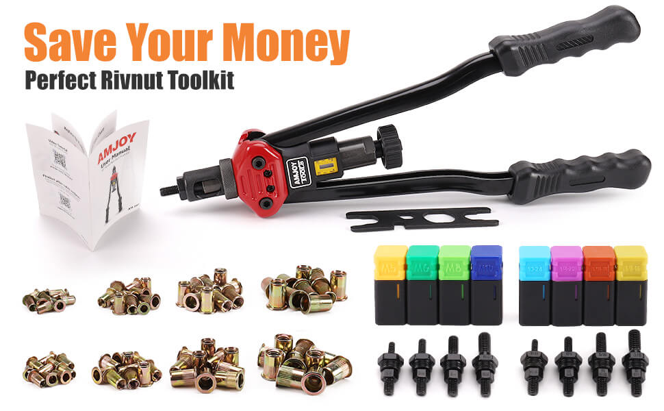 Amjoy Rivet Nut Tool 16'' Long Handles, LaborSaving Rivet Tool Set