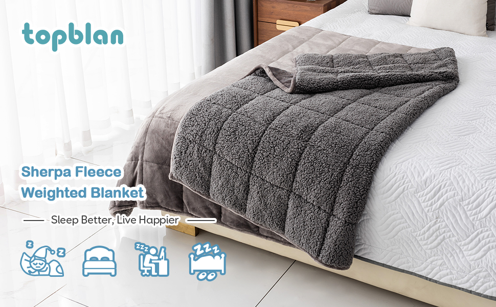 Topblan Sherpa Fleece Weighted Blanket 9kg, Uniformed Color with Fuzzy