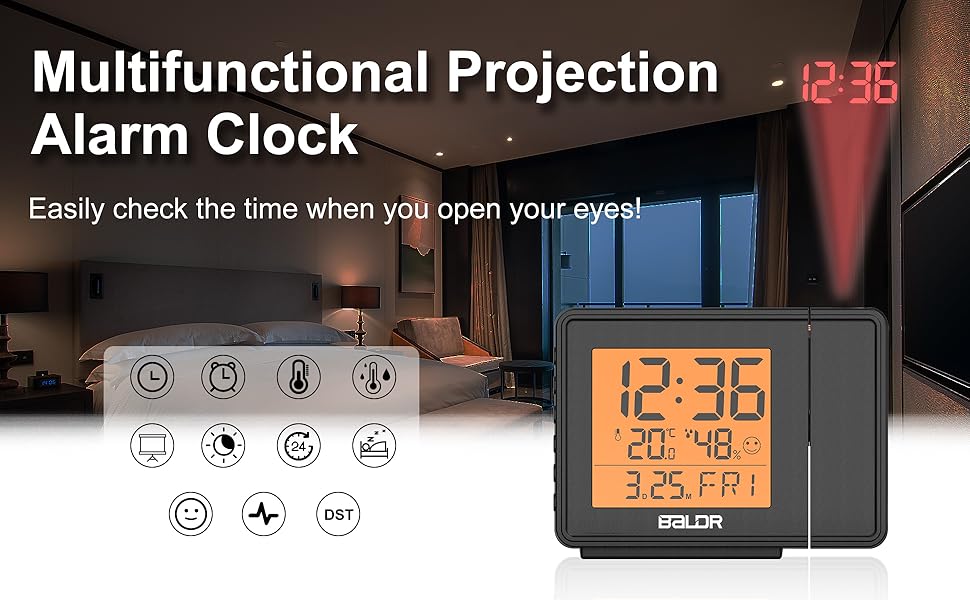 BALDR Projection Alarm Clock Atomic Digital Alarm Clock
