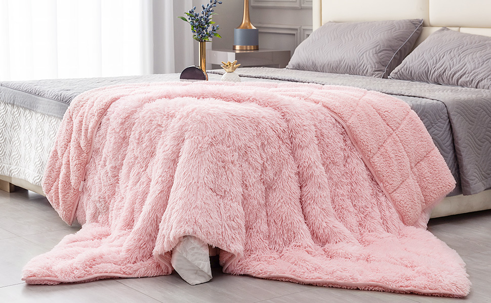 Uttermara Shaggy Faux Fur Weighted Blanket 20lbs, Super