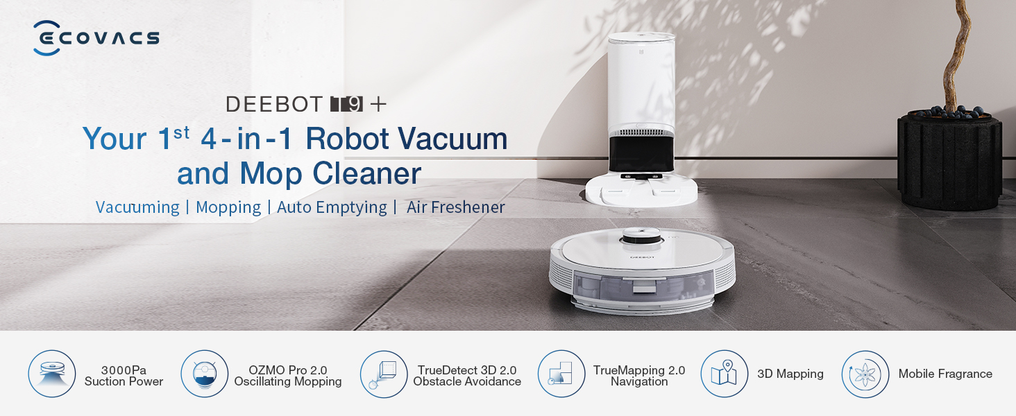 エコバックス　DEEBOT T9+ Amazon.com - ECOVACS DEEBOT T9+ Robot Vacuum and Mop Combo