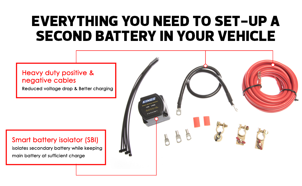 Adventure Kings 12V Dual Battery System 140A Smart Isolator Heavy Duty Cables Adventure Kings 12V Dual Battery System 140A Smart Isolator Heavy Duty Cables