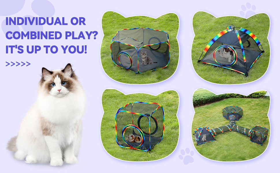 patio portable mesh cat tent and tunnel