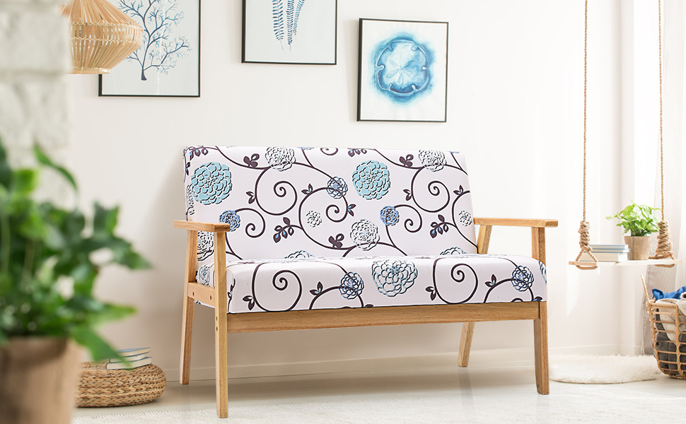 POWERSTONE Modern Upholstered Loveseat, Fabric Loveseat