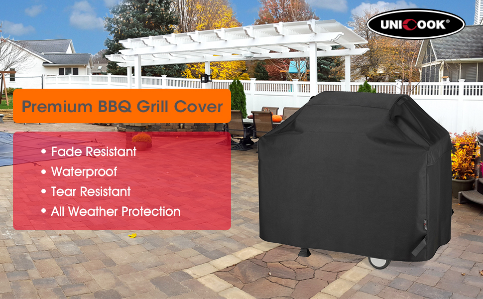 UNICOOK BBQ Cover 55 Inch, Heavy Duty Waterproof Gas Grill Cover