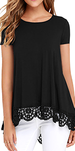 Lace Trim A-Line Blouse