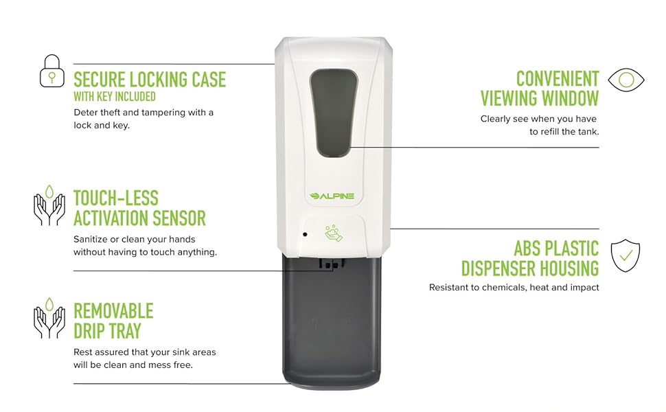 Alpine Automatic Hand Sanitizer Dispenser Touchless Soap Dispenser
