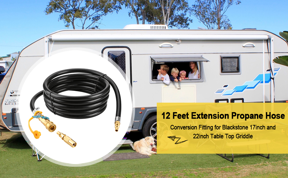 WADEO 12 feet Low Pressure RV Propane QuickConnect Hose, RV Quick Connect Propane