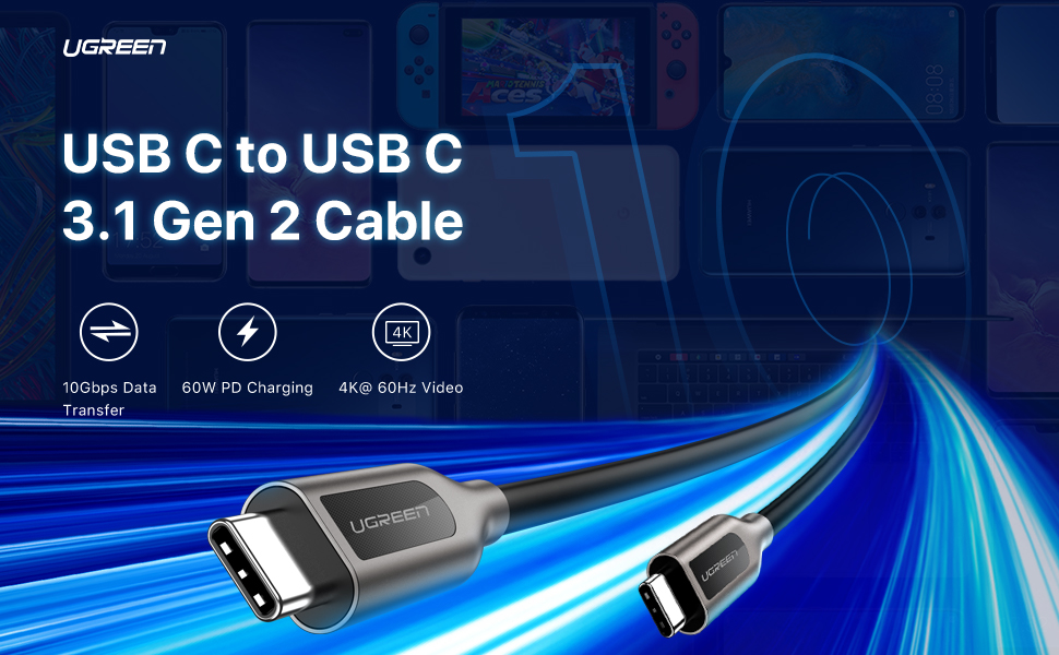 UGREEN USB C to USB C 3.1 Gen 2 Cable Type C Fast Charger