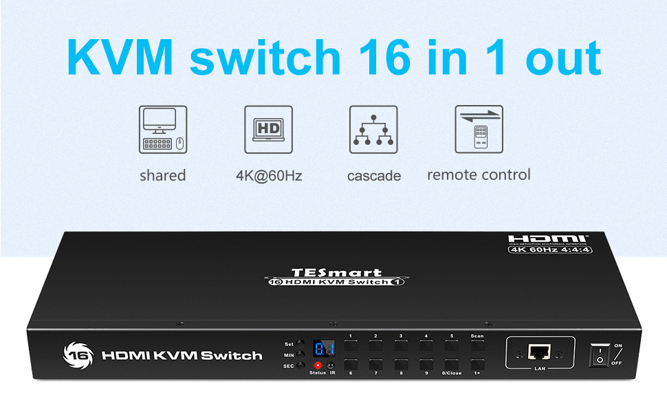 TESmart KVM Switch 16入力1出力 Amazon.co.jp: TESmart KVMスイッチ 16入力1出力 HDMI KVM切替器