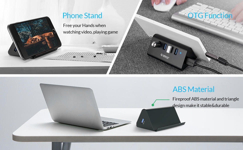 4 port usb data hub 3.0 powered adapter splitter charging station extender connector dongle