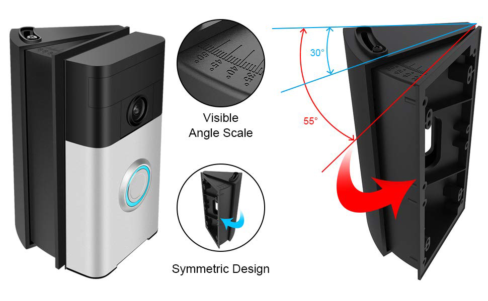 Adjustable Angle Mount Compatible Ring Video Doorbell 2 and WiFi