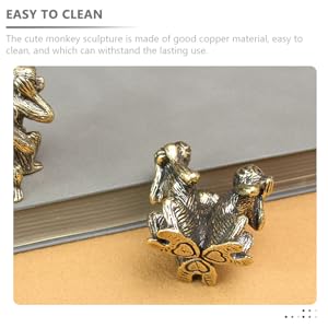 Amazon.co.jp: CRAFTHROU 銅 動物 装飾品 動物 模型 猿 置物 机