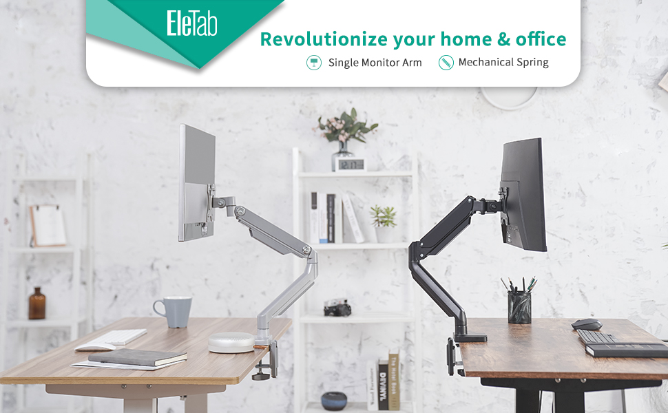 EleTab Single Monitor Desk Mount Height Adjustable Single