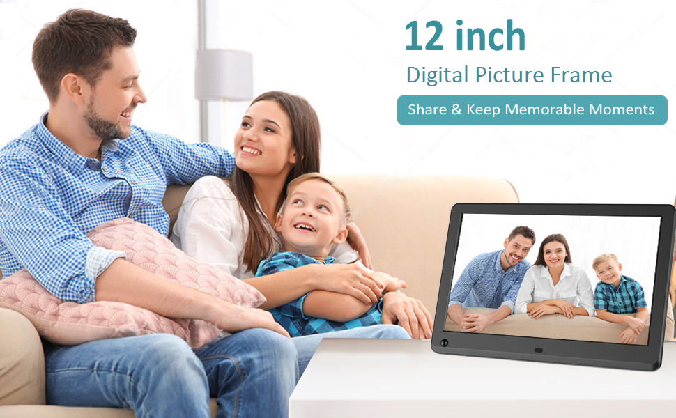 Digital Photo Frame 12 Inch, Kenuo 1920 * 1080 High Resolution Full IPS