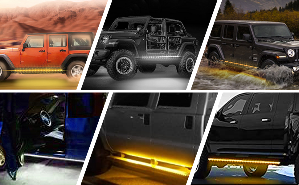 OPL5 2PCs 70 inch Truck LED Running Board Lights Sequential Amber Side