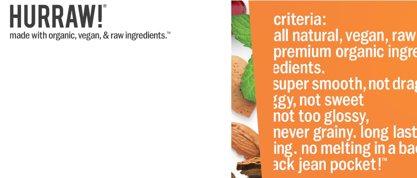 HURRAW Organic Certified Vegan Cruelty Free No GMO Gluten Free All Natural Luxury Lip Balm Chapstick