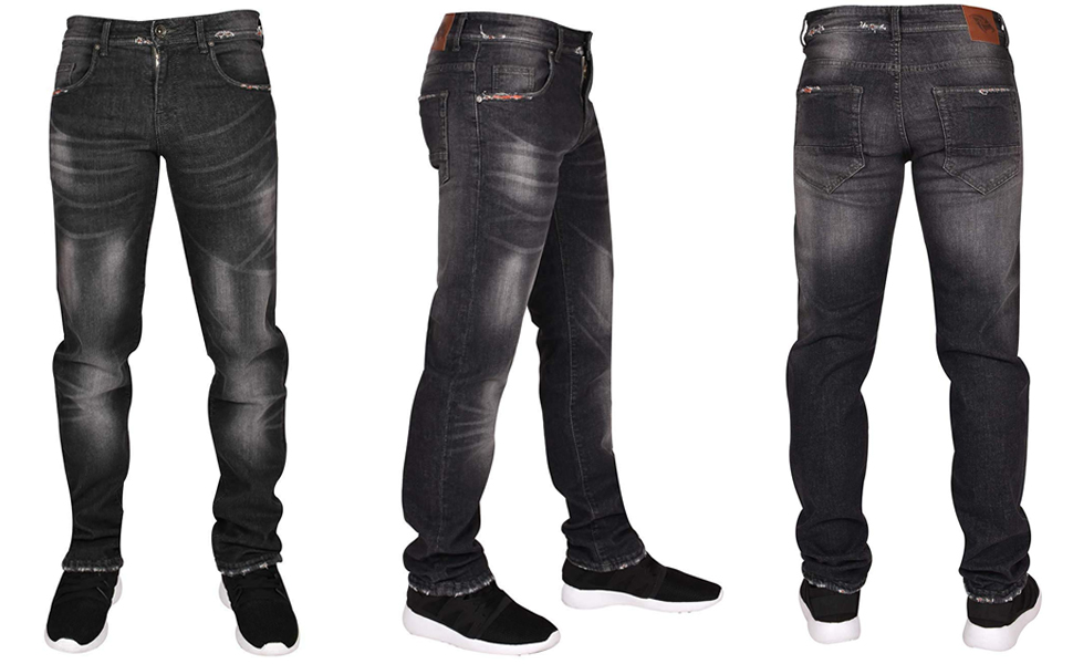 True Face Jeans Pour Homme Coupe Ajustee Pantalon En Jean Extensible Avec Fermeture Eclair Et Braguette Interieure Standard Amazon Fr Vetements Et Accessoires